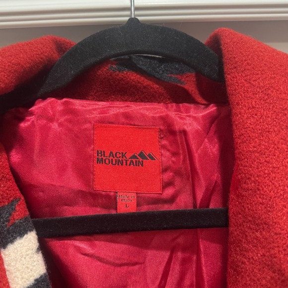 Black Mountain Southwestern Aztec Wrap Coat Womens Large Red Navajo Pattern - Picture 2 of 9